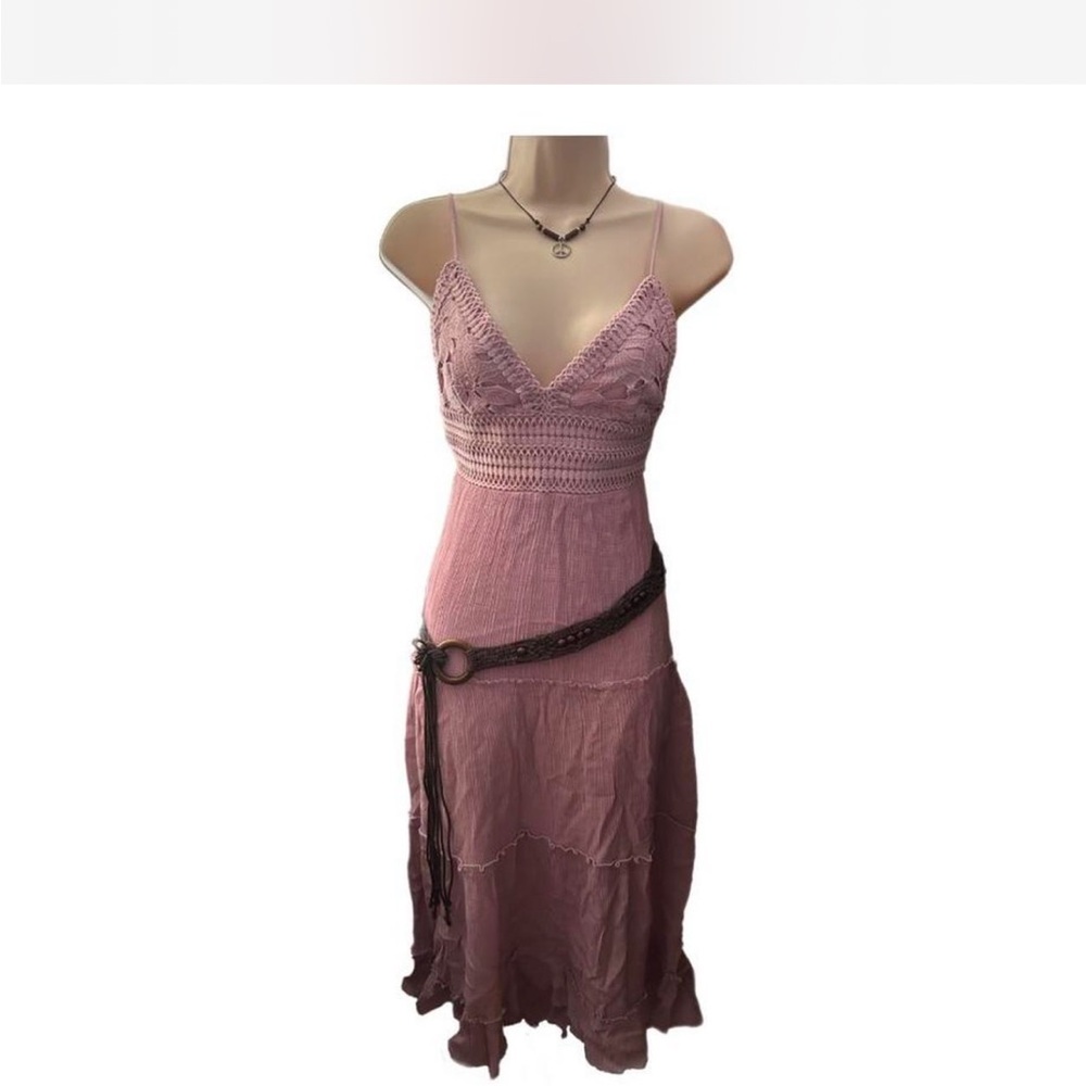Love Tree Mauve Midi Dress with Belt